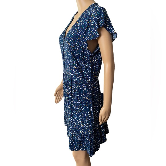 Banana Republic Blue Kidcore Geometric Abstract Dot Button Up Tiered Mini Dress - Picture 4 of 6